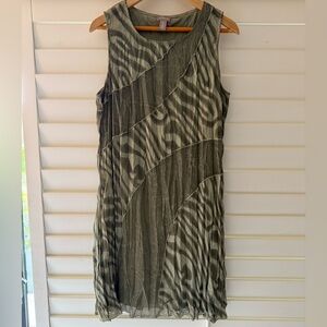 Chico's Green Sleeveless Sheath Dress Crew Neck